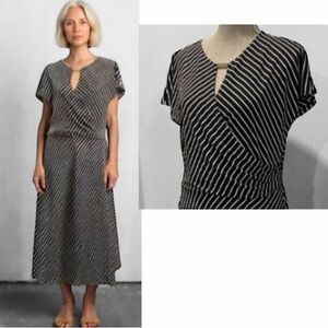 Laura Black and White Striped Maxi Wrap Dress